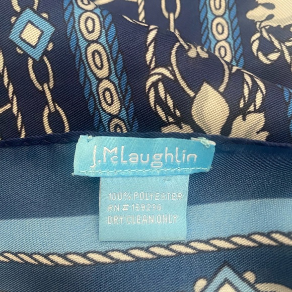 J. McLAUGHLIN Large Navy Chain Print Scarf, EUC - Picture 5 of 5